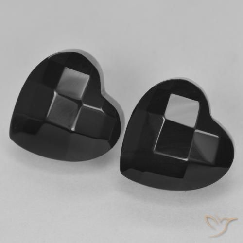 Gemas de Ónix Negro natural de 8.51 ct, Corazón, Opaco