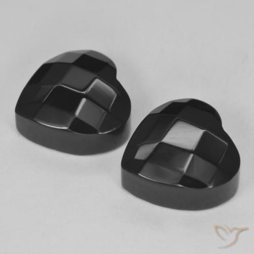 Gemas de Ónix Negro natural de 8.51 ct, Corazón, Opaco