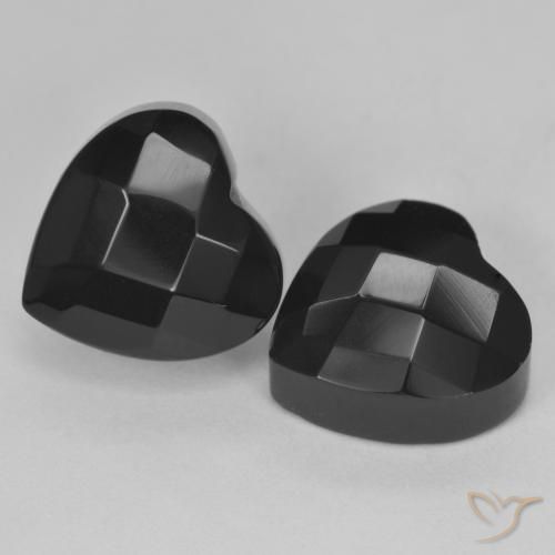 Gemas de Ónix Negro natural de 8.77 ct, Corazón, Opaco