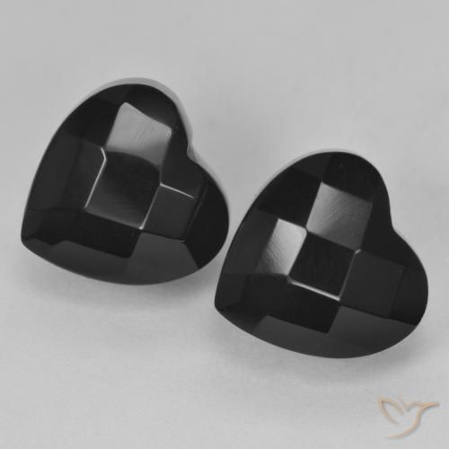 Gemas de Ónix Negro natural de 8.77 ct, Corazón, Opaco