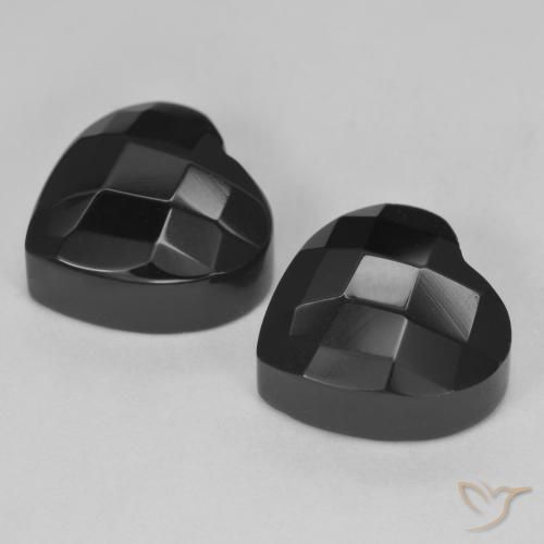 Gemas de Ónix Negro natural de 8.77 ct, Corazón, Opaco