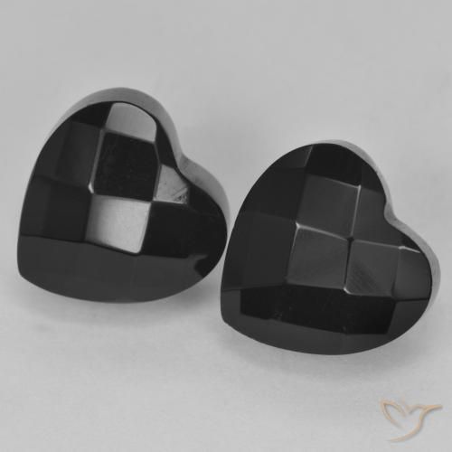 Gemas de Ónix Negro natural de 8.38 ct, Corazón, Opaco