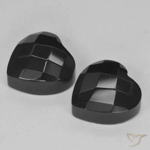 Gemas de Ónix Negro natural de 8.38 ct, Corazón, Opaco