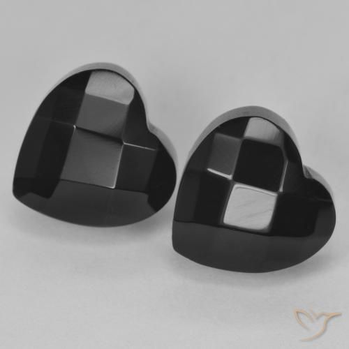 Gemas de Ónix Negro natural de 8.50 ct, Corazón, Opaco