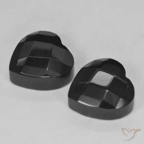Gemas de Ónix Negro natural de 8.50 ct, Corazón, Opaco