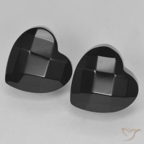 Gemas de Ónix Negro natural de 8.71 ct, Corazón, Opaco