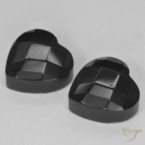 Gemas de Ónix Negro natural de 8.71 ct, Corazón, Opaco