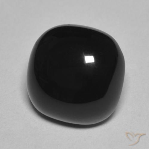 Ónix Negro natural de 4.94 ct, Forma Cojín, Opaco