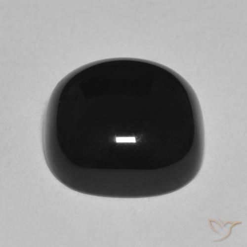 Ónix Negro natural de 4.94 ct, Forma Cojín, Opaco