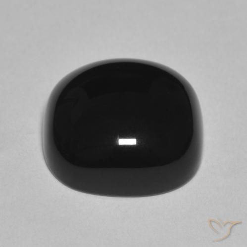 Ónix Negro natural de 4.85 ct, Forma Cojín, Opaco