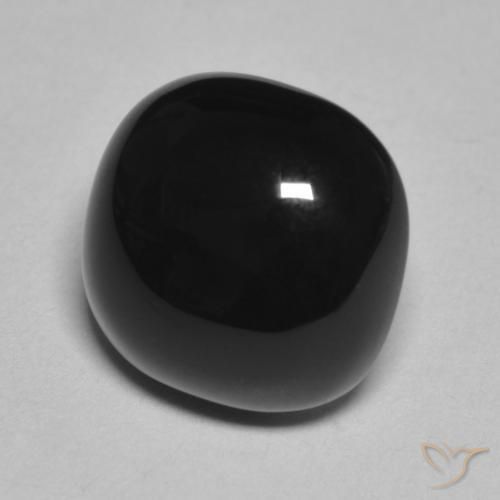 Ónix Negro natural de 4.76 ct, Forma Cojín, Opaco