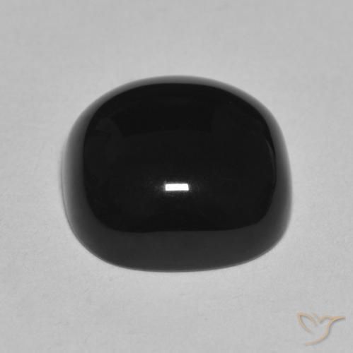 Ónix Negro natural de 4.76 ct, Forma Cojín, Opaco