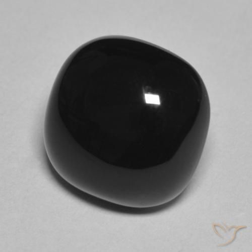 Ónix Negro natural de 4.88 ct, Forma Cojín, Opaco