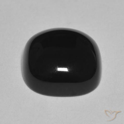 Ónix Negro natural de 4.89 ct, Forma Cojín, Opaco