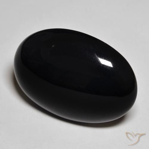 Ónix Negro natural de 19.31 ct, Ovalada, Opaco