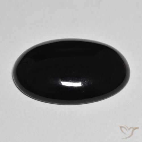 Ónix Negro natural de 19.31 ct, Ovalada, Opaco