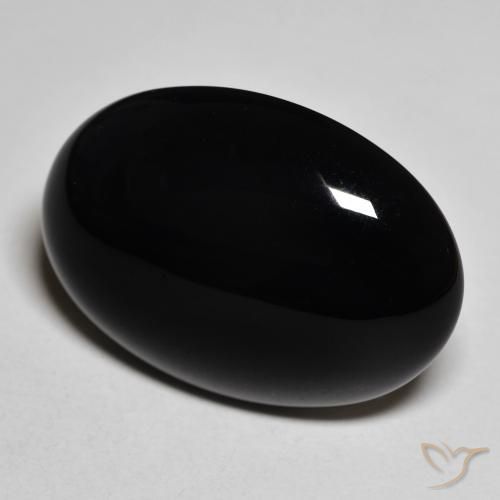 Ónix Negro natural de 19.68 ct, Ovalada, Opaco
