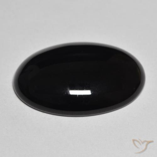 Ónix Negro natural de 19.68 ct, Ovalada, Opaco