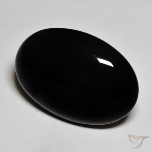 Ónix Negro natural de 19.15 ct, Ovalada, Opaco