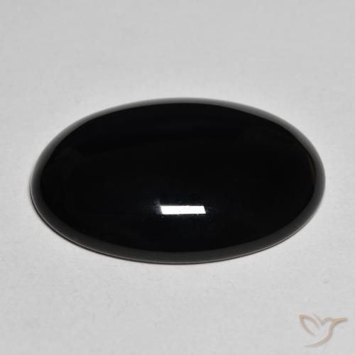 Ónix Negro natural de 19.15 ct, Ovalada, Opaco