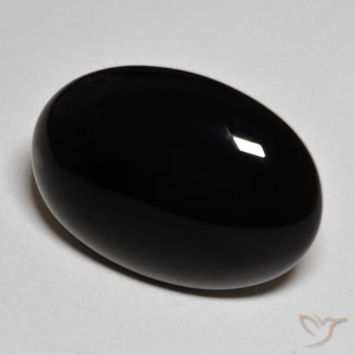 Ónix Negro natural de 19.41 ct, Ovalada, Opaco