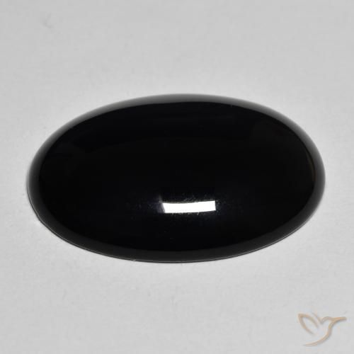 Ónix Negro natural de 19.41 ct, Ovalada, Opaco