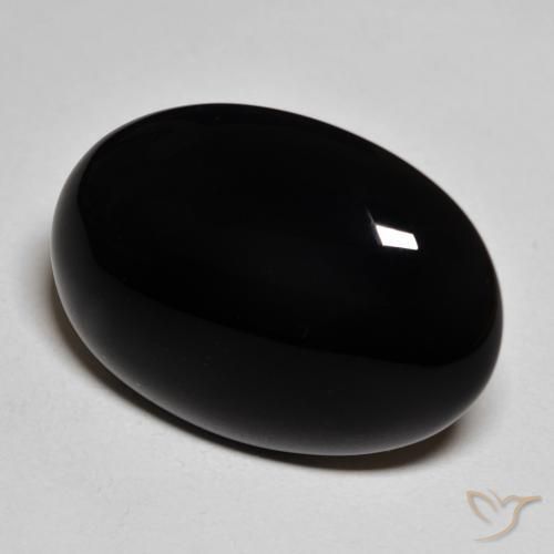 Ónix Negro natural de 19.29 ct, Ovalada, Opaco