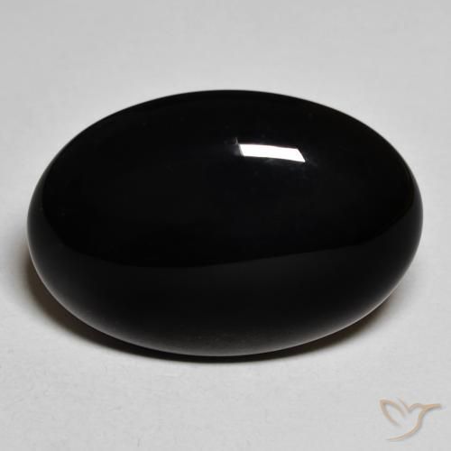 Ónix Negro natural de 19.58 ct, Ovalada, Opaco