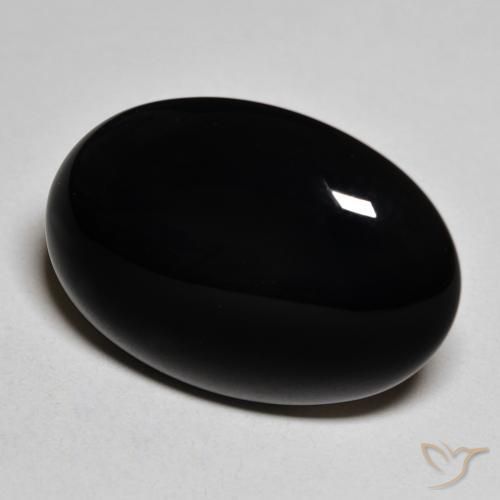 Ónix Negro natural de 19.58 ct, Ovalada, Opaco