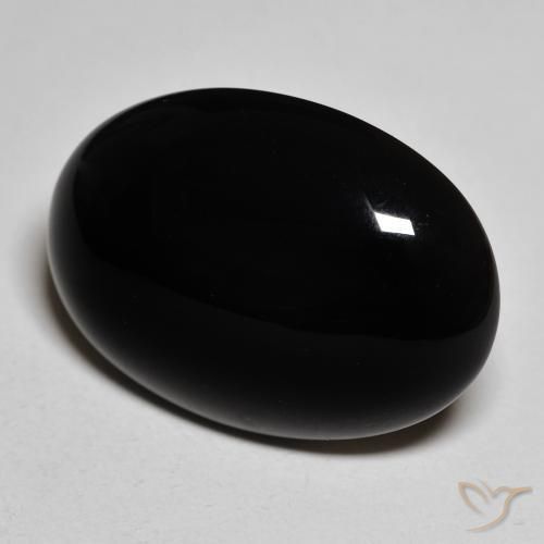 Ónix Negro natural de 19.42 ct, Ovalada, Opaco