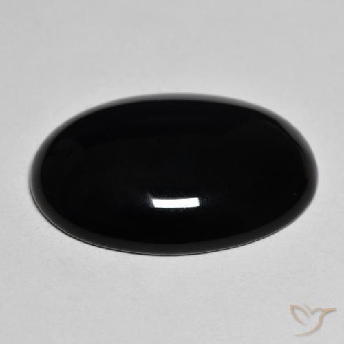 Ónix Negro natural de 19.42 ct, Ovalada, Opaco