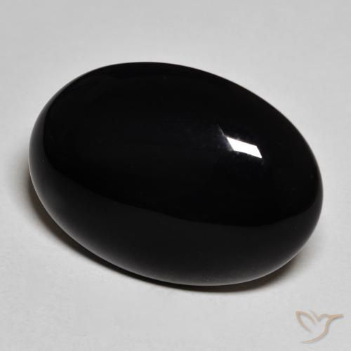 Ónix Negro natural de 19.74 ct, Ovalada, Opaco