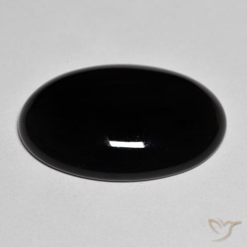 Ónix Negro natural de 19.74 ct, Ovalada, Opaco