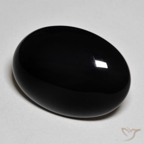 Ónix Negro natural de 19.82 ct, Ovalada, Opaco