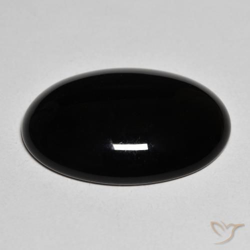 Ónix Negro natural de 19.82 ct, Ovalada, Opaco
