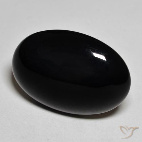 Ónix Negro natural de 19.53 ct, Ovalada, Opaco