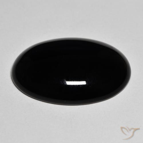 Ónix Negro natural de 19.53 ct, Ovalada, Opaco