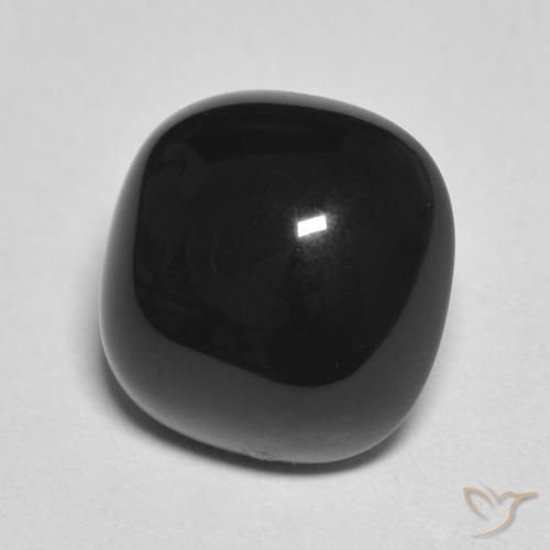Ónix Negro natural de 4.71 ct, Forma Cojín, Opaco