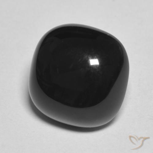 Ónix Negro natural de 4.56 ct, Forma Cojín, Opaco