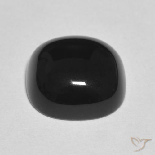 Ónix Negro natural de 4.56 ct, Forma Cojín, Opaco
