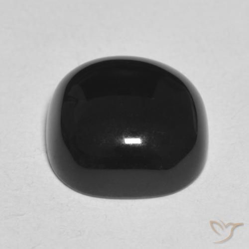 Ónix Negro natural de 4.84 ct, Forma Cojín, Opaco