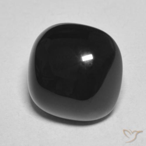 Ónix Negro natural de 4.71 ct, Forma Cojín, Opaco