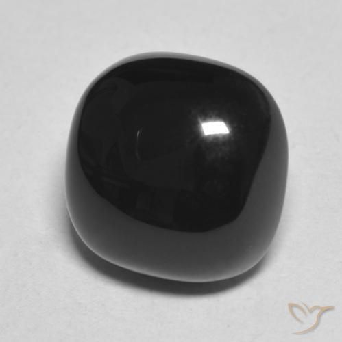 Ónix Negro natural de 4.92 ct, Forma Cojín, Opaco