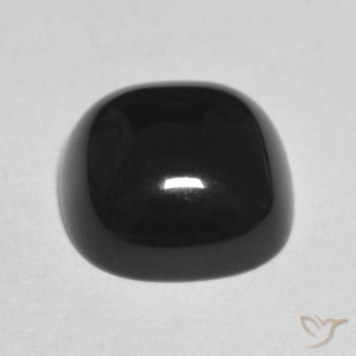 Ónix Negro natural de 4.70 ct, Forma Cojín, Opaco
