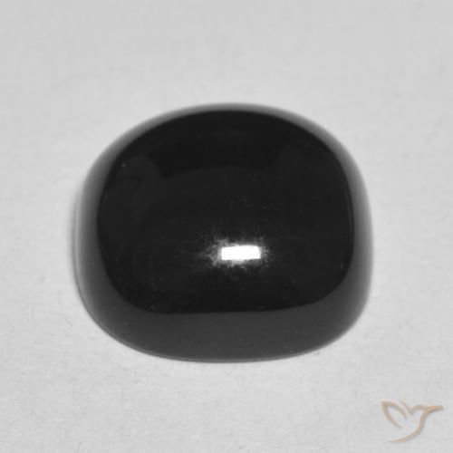 Ónix Negro natural de 4.85 ct, Forma Cojín, Opaco