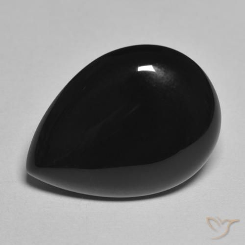 Ónix Negro natural de 11.25 ct, En forma de pera, Opaco