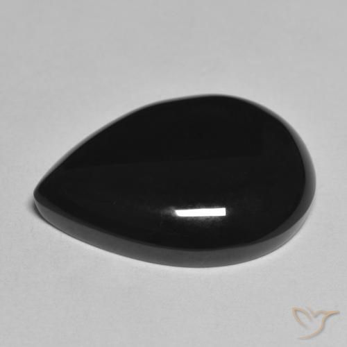 Ónix Negro natural de 11.25 ct, En forma de pera, Opaco
