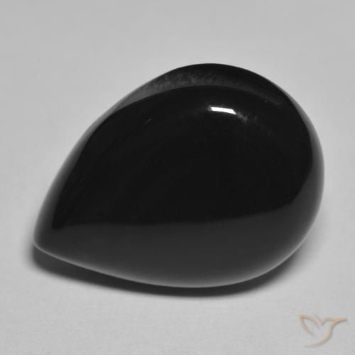 Ónix Negro natural de 12.30 ct, En forma de pera, Opaco