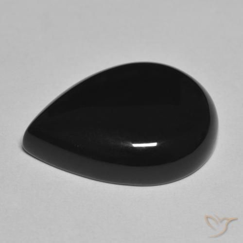 Ónix Negro natural de 12.30 ct, En forma de pera, Opaco