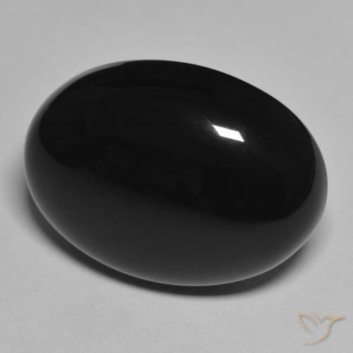 Ónix Negro natural de 20.88 ct, Ovalada, Opaco
